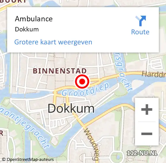 Locatie op kaart van de 112 melding: Ambulance Dokkum op 12 februari 2024 14:11