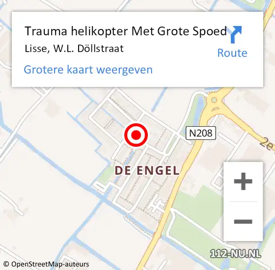 Locatie op kaart van de 112 melding: Trauma helikopter Met Grote Spoed Naar Lisse, W.L. Döllstraat op 12 februari 2024 16:09