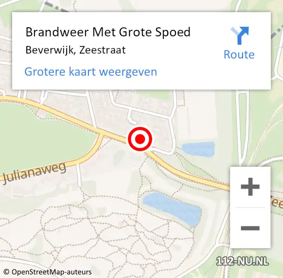 Locatie op kaart van de 112 melding: Brandweer Met Grote Spoed Naar Beverwijk, Zeestraat op 12 februari 2024 16:50