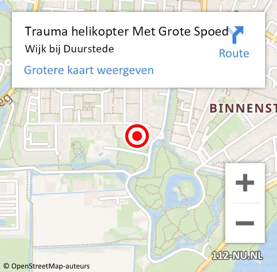 Locatie op kaart van de 112 melding: Trauma helikopter Met Grote Spoed Naar Wijk bij Duurstede op 12 februari 2024 16:53