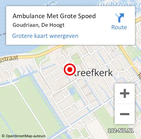Locatie op kaart van de 112 melding: Ambulance Met Grote Spoed Naar Goudriaan, De Hoogt op 12 februari 2024 17:30