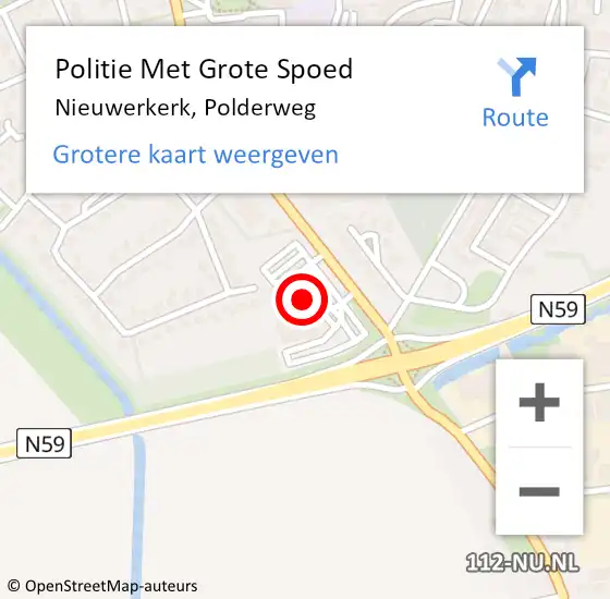 Locatie op kaart van de 112 melding: Politie Met Grote Spoed Naar Nieuwerkerk, Polderweg op 12 februari 2024 18:03