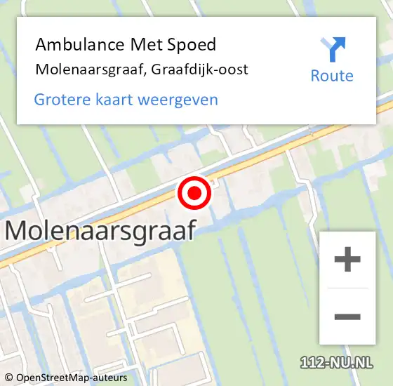 Locatie op kaart van de 112 melding: Ambulance Met Spoed Naar Molenaarsgraaf, Graafdijk-oost op 12 februari 2024 18:13