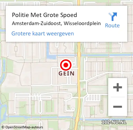 Locatie op kaart van de 112 melding: Politie Met Grote Spoed Naar Amsterdam, Wisseloordplein op 12 februari 2024 18:27