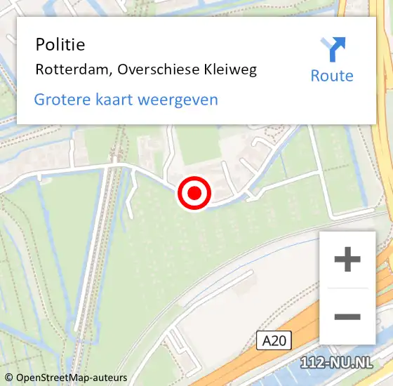 Locatie op kaart van de 112 melding: Politie Rotterdam, Overschiese Kleiweg op 12 februari 2024 18:30