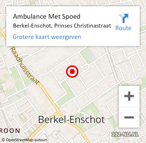 Locatie op kaart van de 112 melding: Ambulance Met Spoed Naar Berkel-Enschot, Prinses Christinastraat op 25 september 2014 16:17