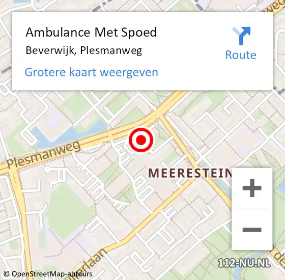 Locatie op kaart van de 112 melding: Ambulance Met Spoed Naar Beverwijk, Plesmanweg op 12 februari 2024 18:44