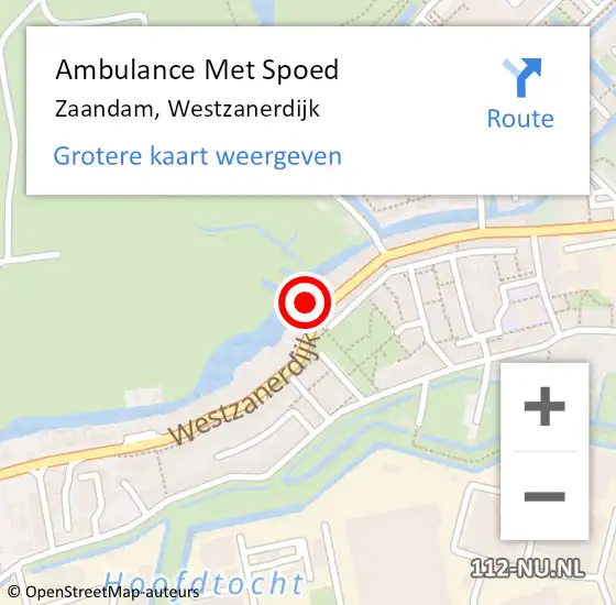 Locatie op kaart van de 112 melding: Ambulance Met Spoed Naar Zaandam, Westzanerdijk op 12 februari 2024 19:35