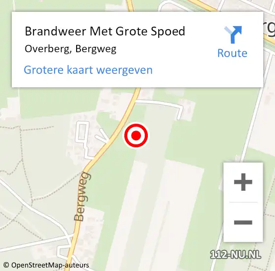 Locatie op kaart van de 112 melding: Brandweer Met Grote Spoed Naar Overberg, Bergweg op 12 februari 2024 20:10