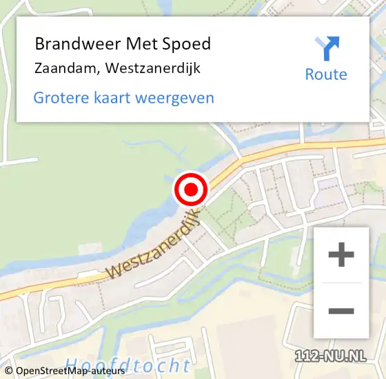 Locatie op kaart van de 112 melding: Brandweer Met Spoed Naar Zaandam, Westzanerdijk op 12 februari 2024 20:17