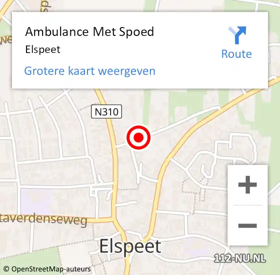 Locatie op kaart van de 112 melding: Ambulance Met Spoed Naar Elspeet op 12 februari 2024 20:23