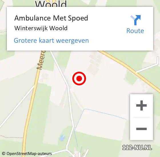 Locatie op kaart van de 112 melding: Ambulance Met Spoed Naar Winterswijk Woold op 12 februari 2024 20:25