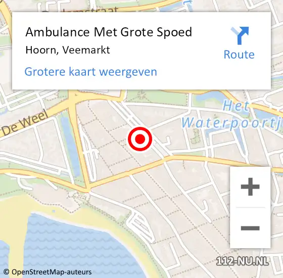Locatie op kaart van de 112 melding: Ambulance Met Grote Spoed Naar Hoorn, Veemarkt op 12 februari 2024 20:35
