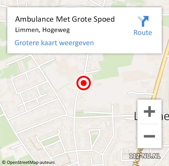 Locatie op kaart van de 112 melding: Ambulance Met Grote Spoed Naar Limmen, Hogeweg op 12 februari 2024 20:37