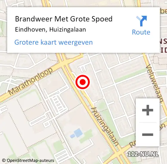 Locatie op kaart van de 112 melding: Brandweer Met Grote Spoed Naar Eindhoven, Huizingalaan op 12 februari 2024 20:55