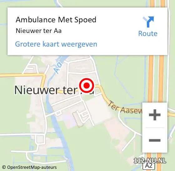 Locatie op kaart van de 112 melding: Ambulance Met Spoed Naar Nieuwer ter Aa op 12 februari 2024 23:05