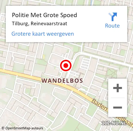 Locatie op kaart van de 112 melding: Politie Met Grote Spoed Naar Tilburg, Reinevaarstraat op 12 februari 2024 23:41