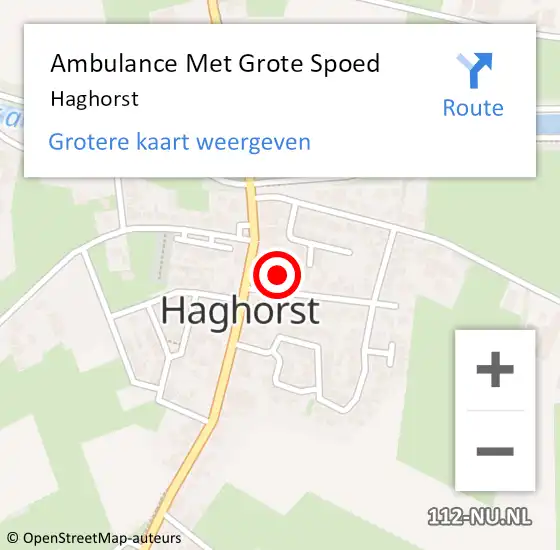 Locatie op kaart van de 112 melding: Ambulance Met Grote Spoed Naar Haghorst op 12 februari 2024 23:51
