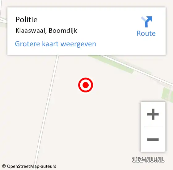 Locatie op kaart van de 112 melding: Politie Klaaswaal, Boomdijk op 13 februari 2024 08:07
