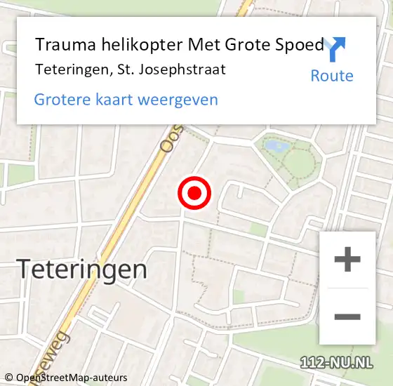 Locatie op kaart van de 112 melding: Trauma helikopter Met Grote Spoed Naar Teteringen, St. Josephstraat op 13 februari 2024 09:14