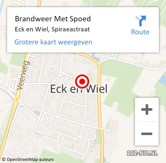 Locatie op kaart van de 112 melding: Brandweer Met Spoed Naar Eck en Wiel, Spiraeastraat op 13 februari 2024 10:53