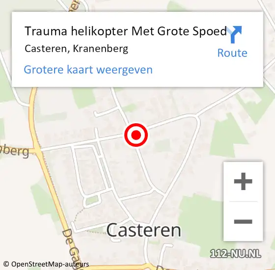 Locatie op kaart van de 112 melding: Trauma helikopter Met Grote Spoed Naar Casteren, Kranenberg op 13 februari 2024 11:06