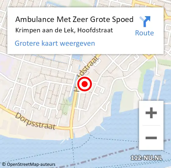 Locatie op kaart van de 112 melding: Ambulance Met Zeer Grote Spoed Naar Krimpen aan de Lek, Hoofdstraat op 13 februari 2024 11:31