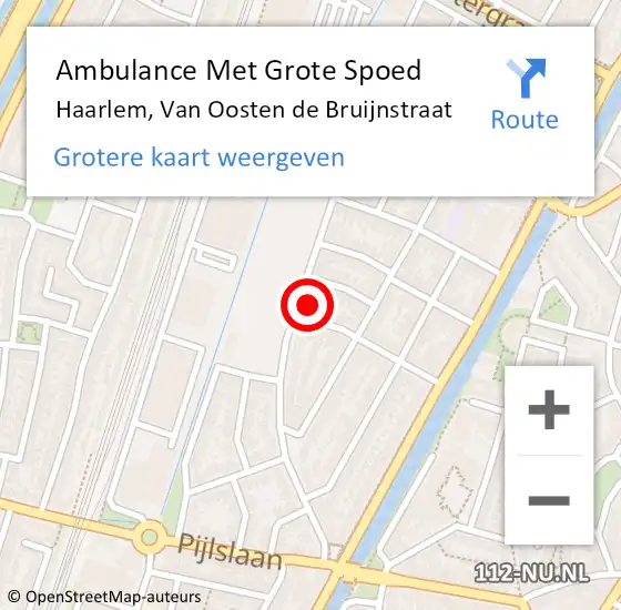 Locatie op kaart van de 112 melding: Ambulance Met Grote Spoed Naar Haarlem, Van Oosten de Bruijnstraat op 13 februari 2024 12:06