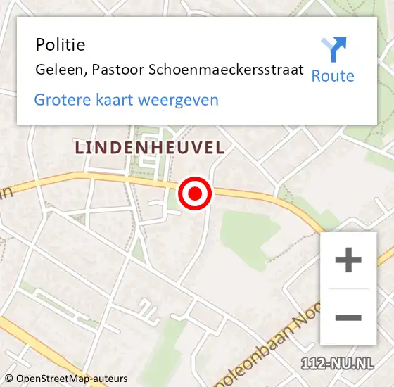 Locatie op kaart van de 112 melding: Politie Geleen, Pastoor Schoenmaeckersstraat op 13 februari 2024 12:11