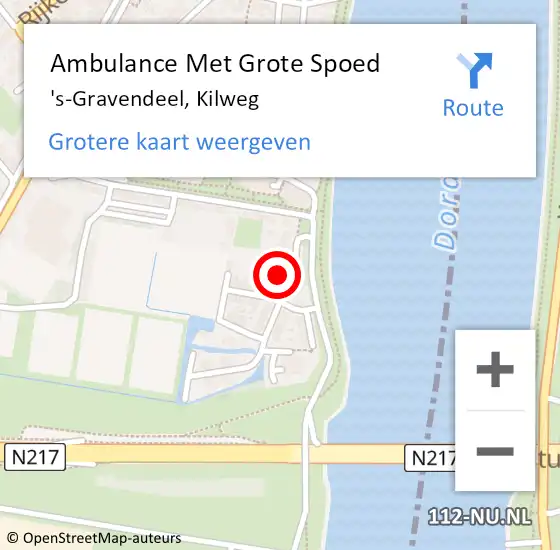 Locatie op kaart van de 112 melding: Ambulance Met Grote Spoed Naar 's-Gravendeel, Kilweg op 13 februari 2024 12:17
