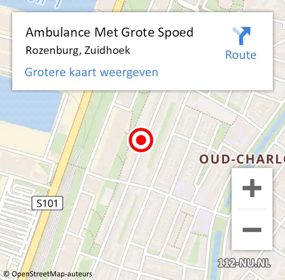 Locatie op kaart van de 112 melding: Ambulance Met Grote Spoed Naar Rotterdam, Zuidhoek op 13 februari 2024 12:43