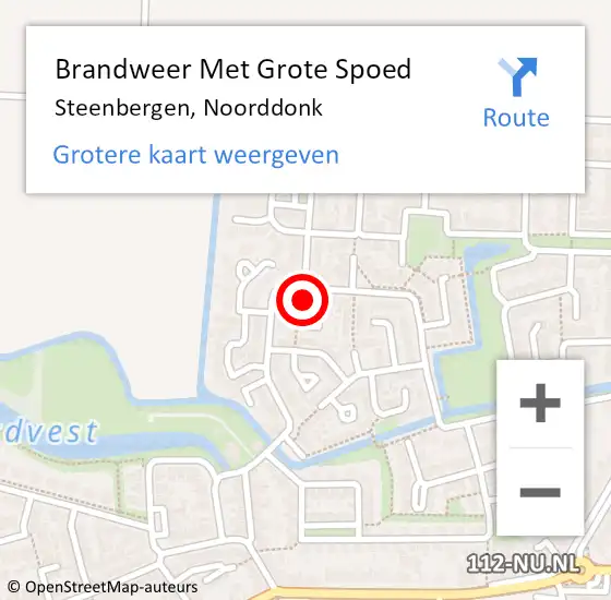Locatie op kaart van de 112 melding: Brandweer Met Grote Spoed Naar Steenbergen, Noorddonk op 13 februari 2024 14:16