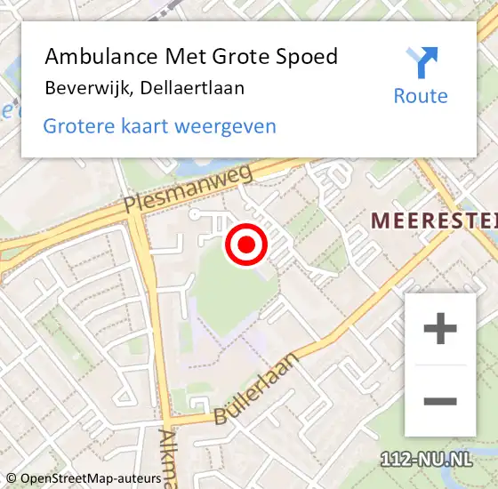 Locatie op kaart van de 112 melding: Ambulance Met Grote Spoed Naar Beverwijk, Dellaertlaan op 13 februari 2024 14:35