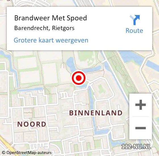 Locatie op kaart van de 112 melding: Brandweer Met Spoed Naar Barendrecht, Rietgors op 13 februari 2024 14:46