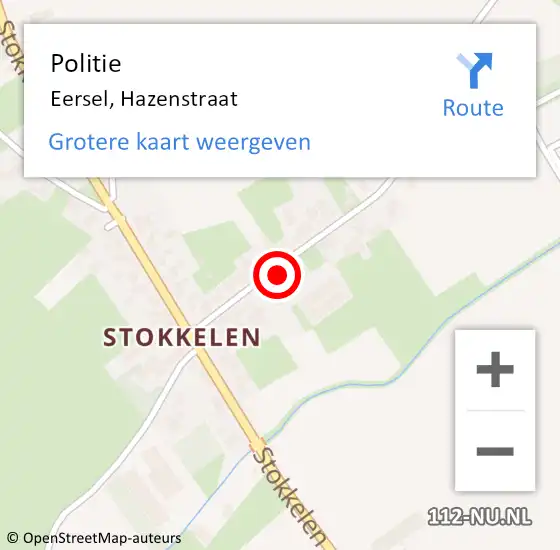 Locatie op kaart van de 112 melding: Politie Eersel, Hazenstraat op 13 februari 2024 14:48