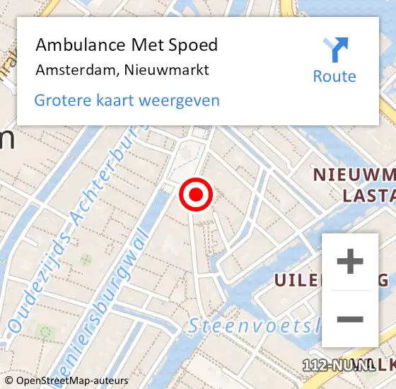 Locatie op kaart van de 112 melding: Ambulance Met Spoed Naar Amsterdam, Nieuwmarkt op 13 februari 2024 15:01