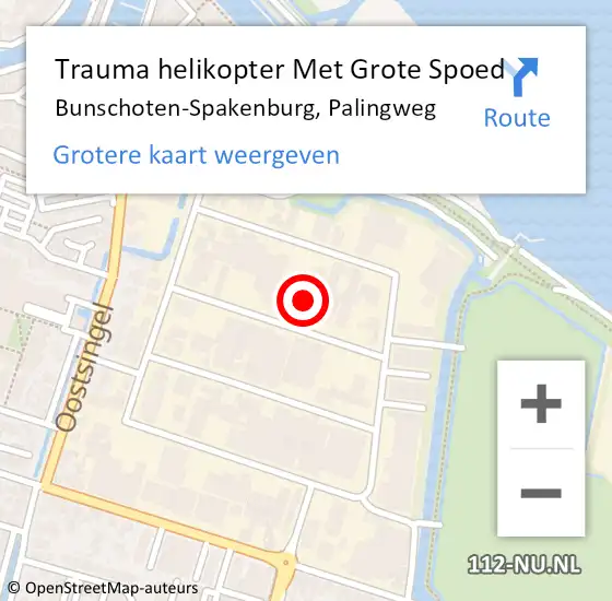 Locatie op kaart van de 112 melding: Trauma helikopter Met Grote Spoed Naar Bunschoten-Spakenburg, Palingweg op 13 februari 2024 15:12