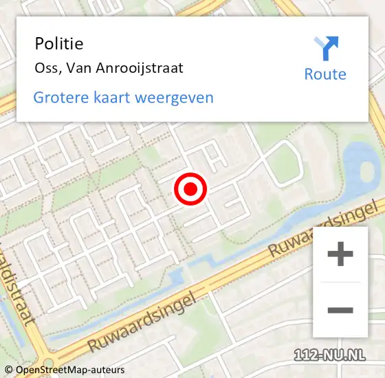 Locatie op kaart van de 112 melding: Politie Oss, Van Anrooijstraat op 13 februari 2024 15:51