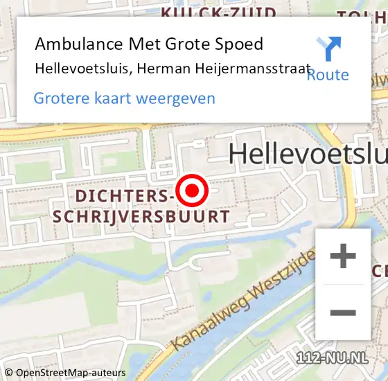 Locatie op kaart van de 112 melding: Ambulance Met Grote Spoed Naar Hellevoetsluis, Herman Heijermansstraat op 13 februari 2024 16:07