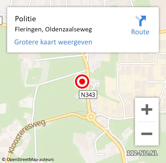 Locatie op kaart van de 112 melding: Politie Fleringen, Oldenzaalseweg op 13 februari 2024 16:44