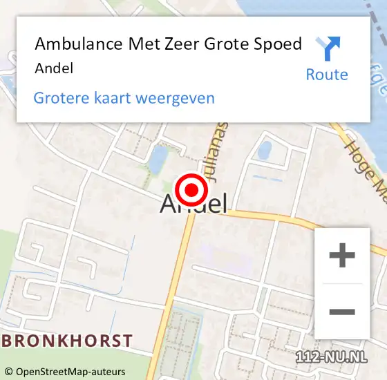 Locatie op kaart van de 112 melding: Ambulance Met Zeer Grote Spoed Naar Andel op 13 februari 2024 17:01