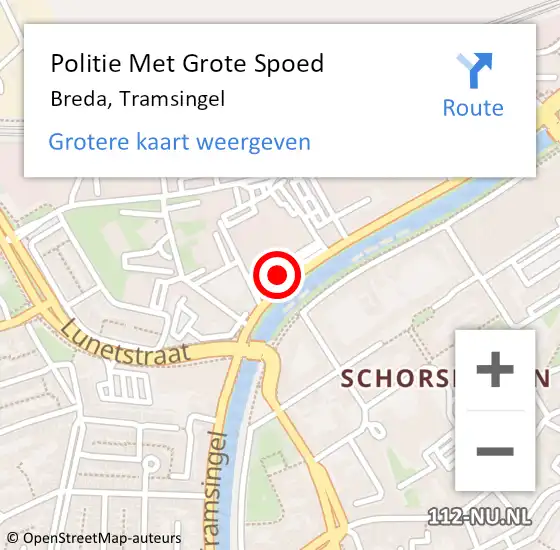 Locatie op kaart van de 112 melding: Politie Met Grote Spoed Naar Breda, Tramsingel op 13 februari 2024 17:21
