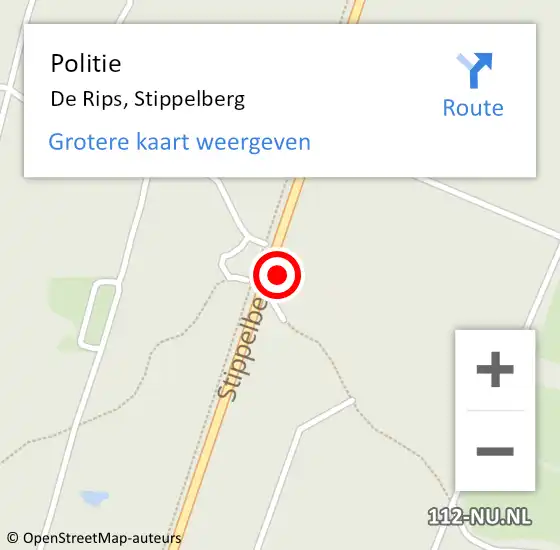 Locatie op kaart van de 112 melding: Politie De Rips, Stippelberg op 13 februari 2024 18:23