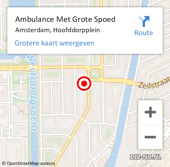 Locatie op kaart van de 112 melding: Ambulance Met Grote Spoed Naar Amsterdam, Hoofddorpplein op 13 februari 2024 19:56
