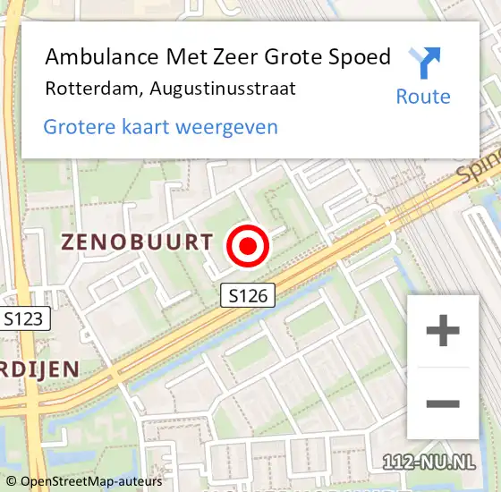 Locatie op kaart van de 112 melding: Ambulance Met Zeer Grote Spoed Naar Rotterdam, Augustinusstraat op 13 februari 2024 20:06