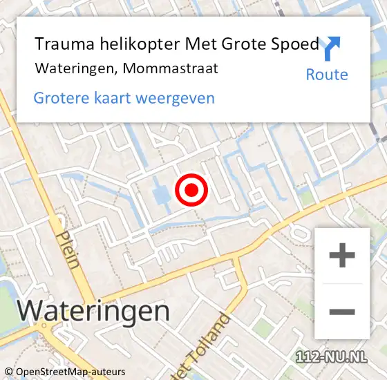 Locatie op kaart van de 112 melding: Trauma helikopter Met Grote Spoed Naar Wateringen, Mommastraat op 13 februari 2024 20:15