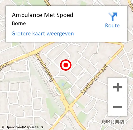 Locatie op kaart van de 112 melding: Ambulance Met Spoed Naar Borne op 13 februari 2024 22:12