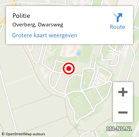 Locatie op kaart van de 112 melding: Politie Overberg, Dwarsweg op 13 februari 2024 22:44