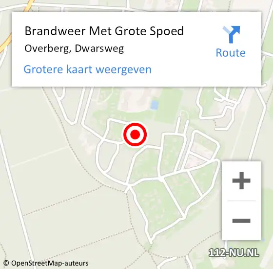 Locatie op kaart van de 112 melding: Brandweer Met Grote Spoed Naar Overberg, Dwarsweg op 13 februari 2024 22:45