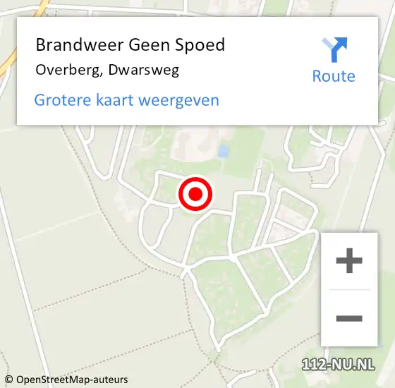 Locatie op kaart van de 112 melding: Brandweer Geen Spoed Naar Overberg, Dwarsweg op 13 februari 2024 22:49